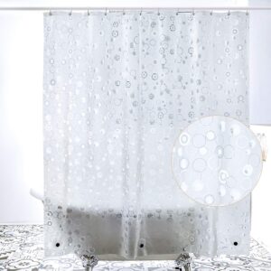 Bathroom Shower Curtain Liner, 72x72 Inch 3D Frosted Bubble Design, Heavy Duty Waterproof Thick Plastic Liner with Magnets and 12 Hooks