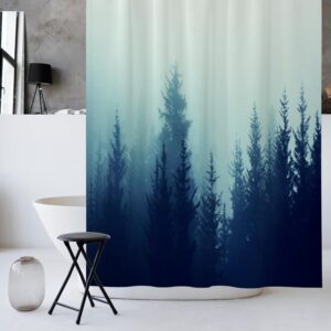 Nature Scenic Forest Shower Curtain, Outdoor Waterproof Polyester Fabric Bath Curtain with 12 Hooks, 72x72 Inch Bathroom Decor Accessory